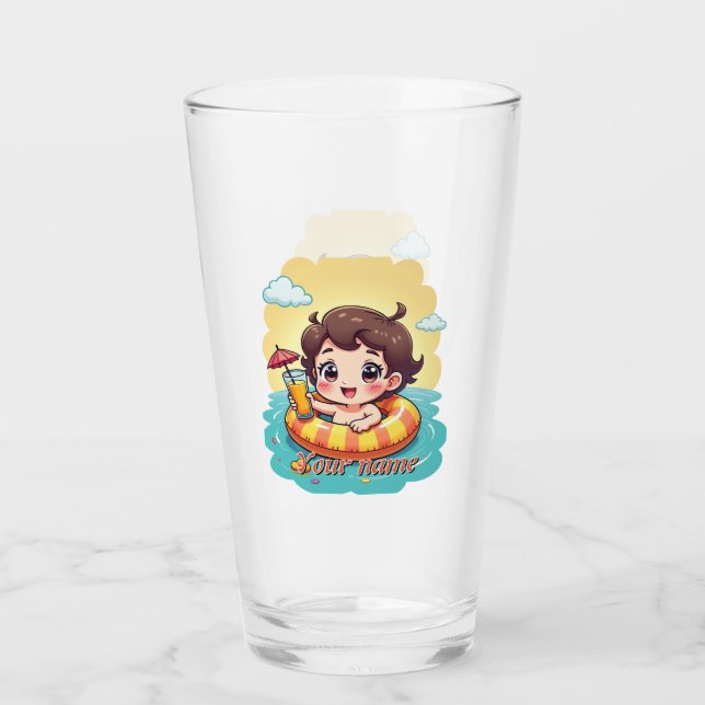 Editable Pool Ring with Drink Art Glass (Front)