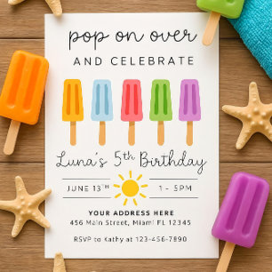 Editable Popsicle Birthday Invitation Summer Birth