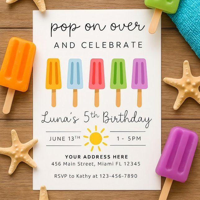 Editable Popsicle Birthday Invitation Summer Birth (Creator Uploaded)