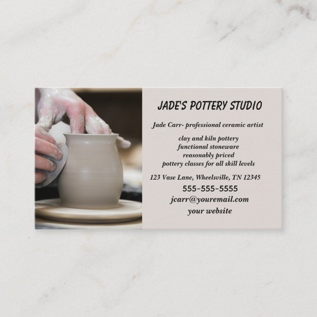 Editable Pottery Studio Business Card (Front)