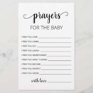 Editable Prayers for Baby Shower Party card