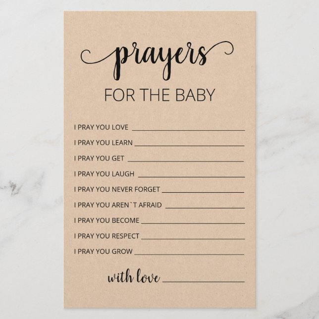 Editable Prayers for Baby Shower Party card (Front)