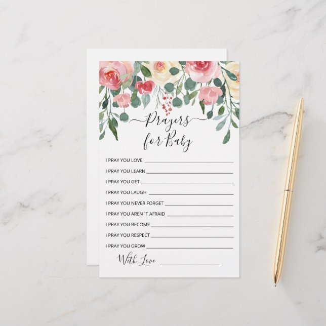 Editable Prayers for Baby Shower Party card (Front/Back In Situ)