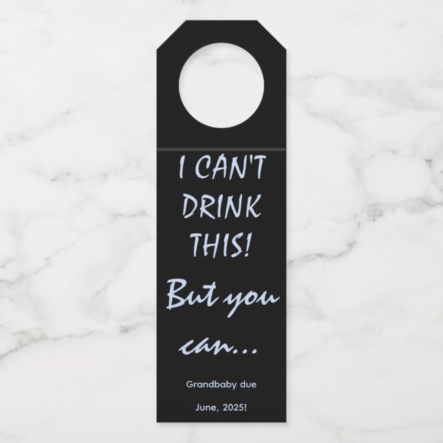 Editable Pregnancy Announcement Bottle Tag (Front)