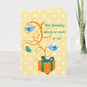 Editable Present With Vines Birds and Butterflies Card