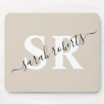 Editable professional monogram name beige mouse mat<br><div class="desc">Editable professional monogram name beige</div>
