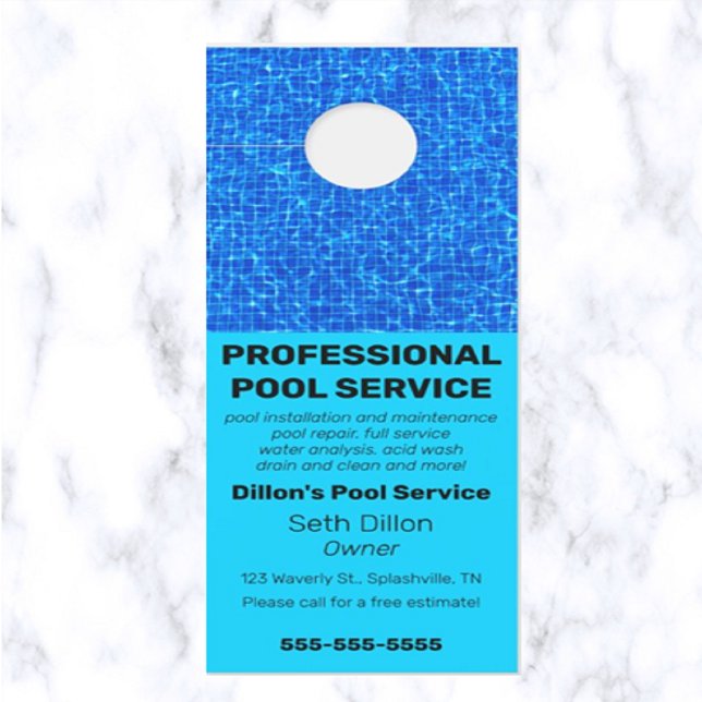 Editable Professional Pool Services Door Hanger (Creator Uploaded)