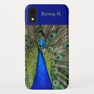Editable Proud Peacock Blues and Greens iPhone XR Case
