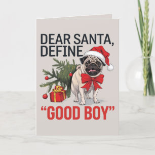 EDITABLE Pug Funny Dog Christmas Card