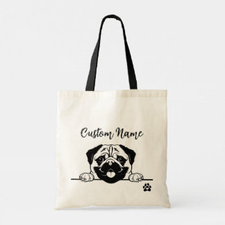 Editable Pug Tote Bag | Custom Pet Name