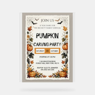 Editable Pumpkin Carving Party Halloween CUSTOM Acrylic Sign