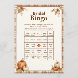 Editable Pumpkin Plaid Bridal Shower Bingo Game