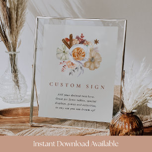 Editable Pumpkin Spice Baby Shower Sign Template