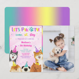 Editable Puppy Birthday Photo Invitation