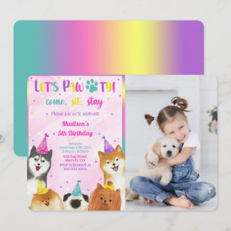 Editable Puppy Birthday Photo Invitation