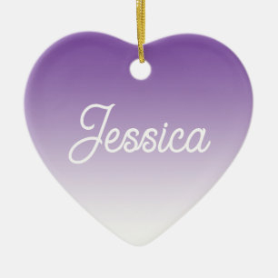 (Editable) Purple Colour Ombre & Your Text Ceramic Tree Decoration