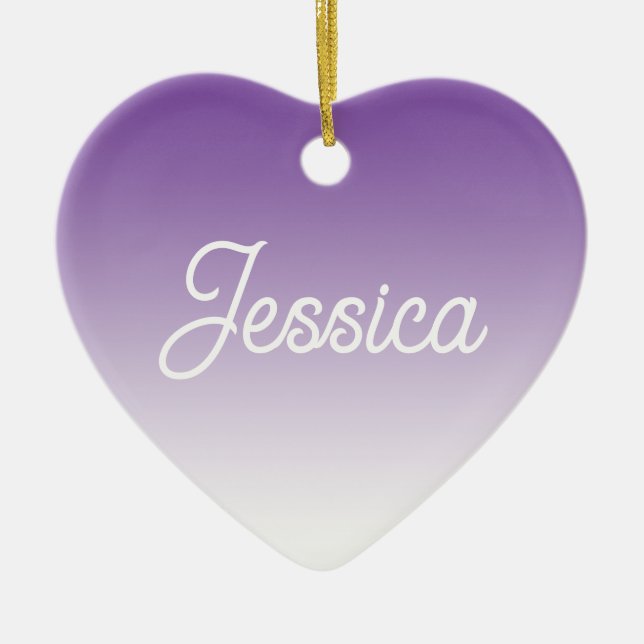(Editable) Purple Colour Ombre & Your Text Ceramic Tree Decoration (Front)