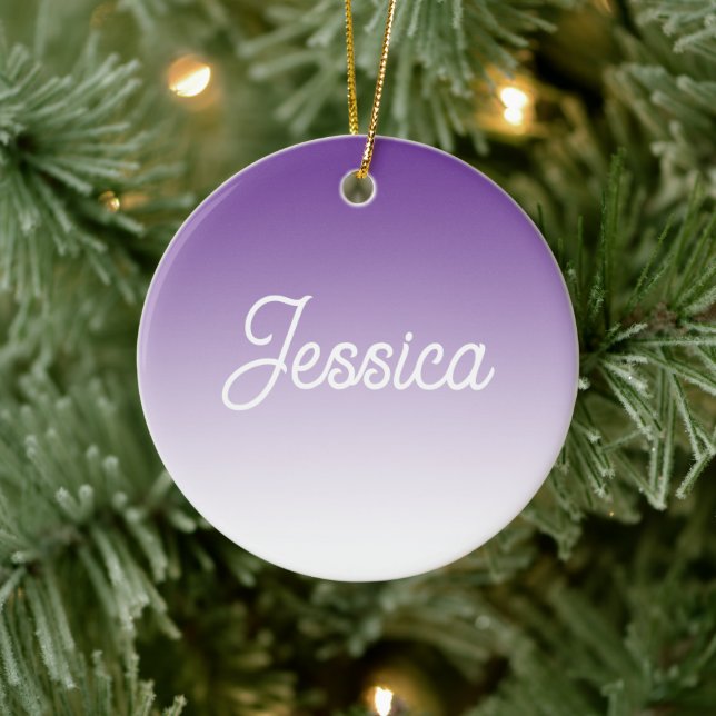 (Editable) Purple Colour Ombre & Your Text Ceramic Tree Decoration (Tree)