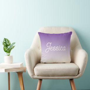 (Editable) Purple Colour Ombre & Your Text Cushion