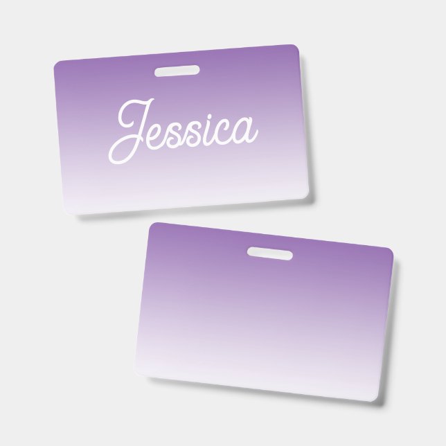 (Editable) Purple Colour Ombre & Your Text ID Badge (Front & Back)