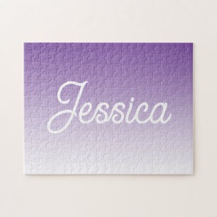(Editable) Purple Colour Ombre & Your Text Jigsaw Puzzle