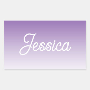 (Editable) Purple Colour Ombre & Your Text Rectangular Sticker