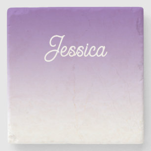 (Editable) Purple Colour Ombre & Your Text Stone Coaster
