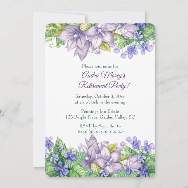 Editable Purple Flower Garden Invitation (Front)