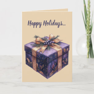 Editable Purple Gift and Bow Christmas  Card