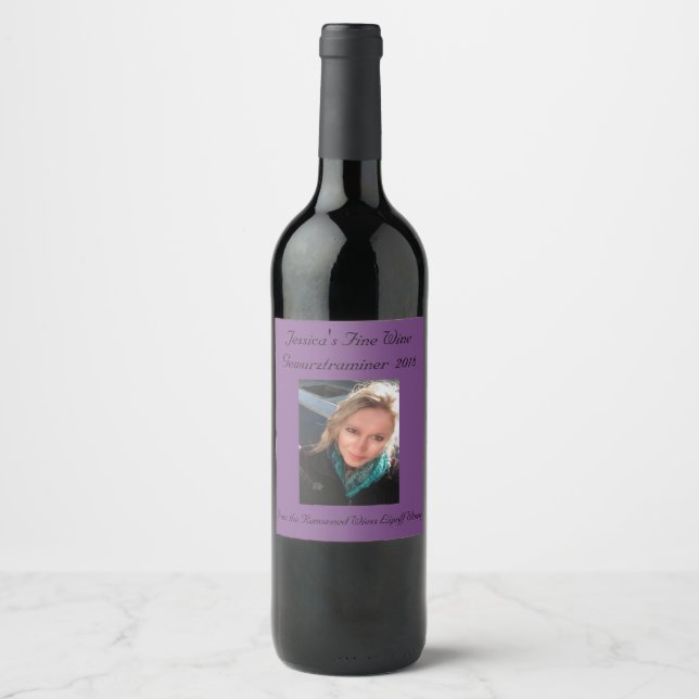 Editable Purple Grape | Photo Wine Label (Front)