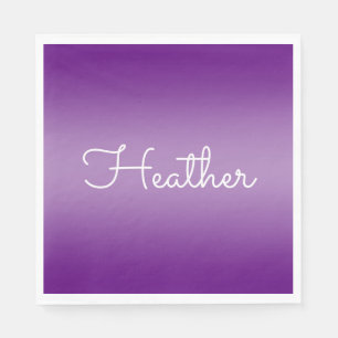 Editable Purple Violet Colour & White Script Napkin