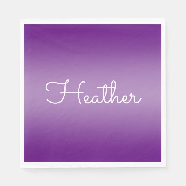 Editable Purple Violet Colour & White Script Napkin (Front)