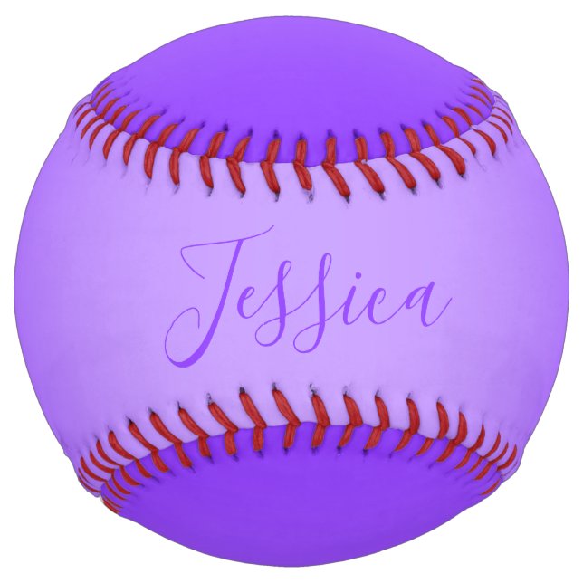Editable Purple Violet Ombre & Text Script  Softball (Front)