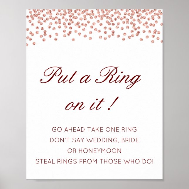 Editable Put a Ring on it Bridal Shower Game Poste Poster (Front)