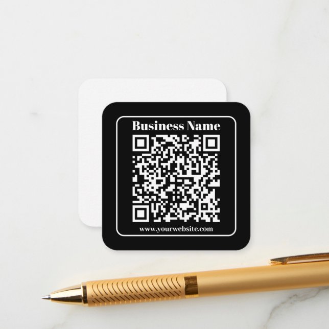 Editable QR code Black & White Retro Modern Style Enclosure Card (Front/Back In Situ)