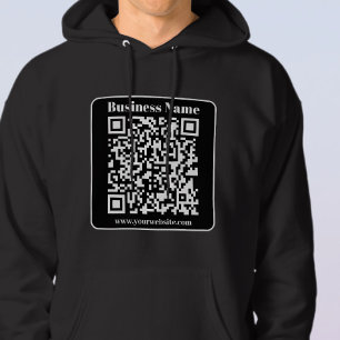 Editable QR code Black & White Retro Modern Style Hoodie