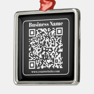 Editable QR code Black & White Retro Modern Style Metal Tree Decoration
