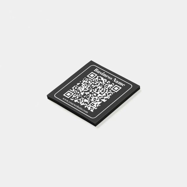 Editable QR code Black & White Retro Modern Style Post-it Notes (Angled)