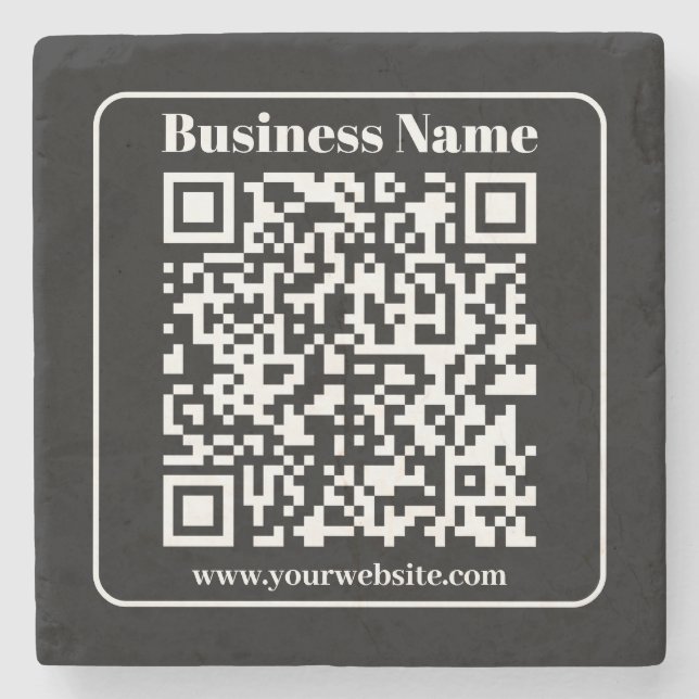 Editable QR code Black & White Retro Modern Style Stone Coaster (Front)