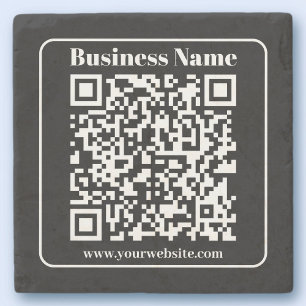 Editable QR code Black & White Retro Modern Style Stone Coaster