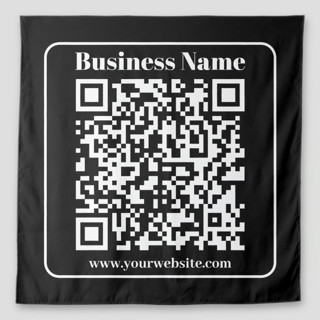 Editable QR code Black & White Retro Modern Style Tapestry (Creator Uploaded)