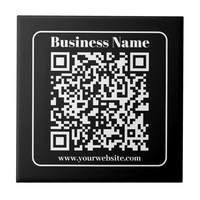 Editable QR code Black & White Retro Modern Style Tile (Front)