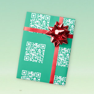Editable QR Code Generate Your Own Teal Green Wrapping Paper