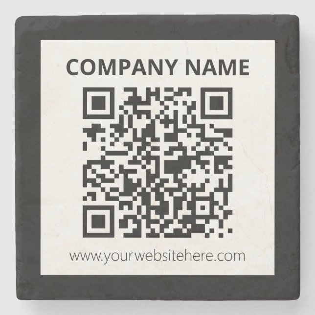 Editable QR code & Simple Customisable Design  Stone Coaster (Front)