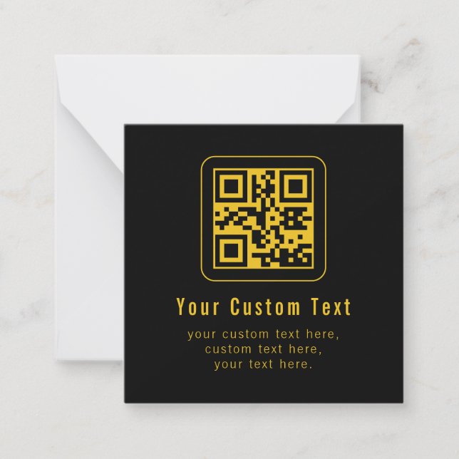 Editable QR Code & Text Template | Black & Gold (Front)