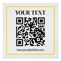 Editable QR code & Text w/Yellow Gold Border