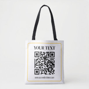 Editable QR code & Text w/Yellow Gold Border Tote Bag