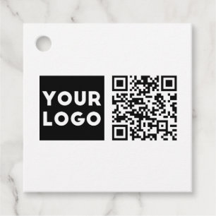 Editable QR code & Your Business Logo or Image Favour Tags
