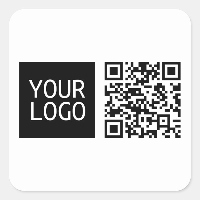 Editable QR code & Your Business Logo or Image Square Sticker (Front)