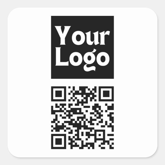 Editable QR code & Your Business Logo or Image Square Sticker (Front)